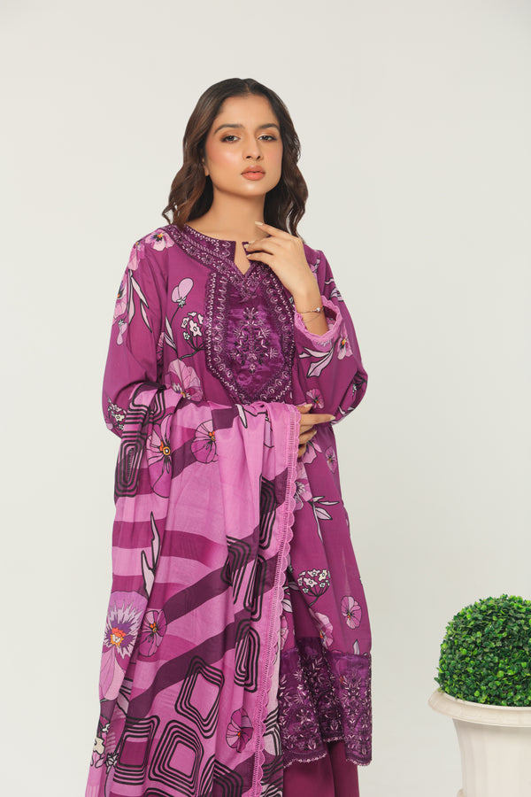 Stitched Lawn Suit (3PC)