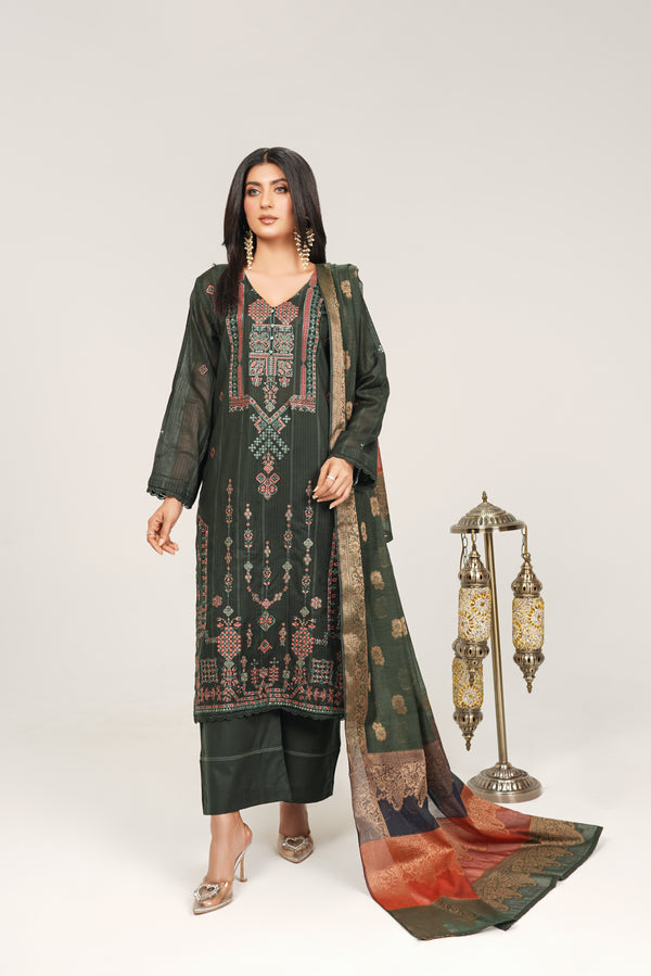 Embroidered Lawn Suit Stitched (3PC)