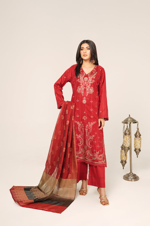 Embroidered Lawn Suit Stitched (3PC)