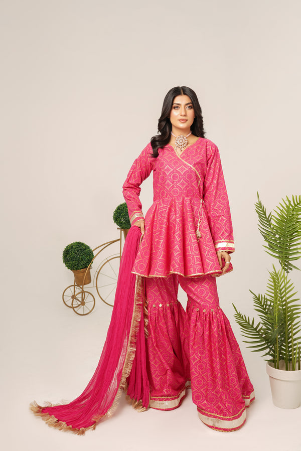 Block Print Gararah Suit Stitched (3PC)