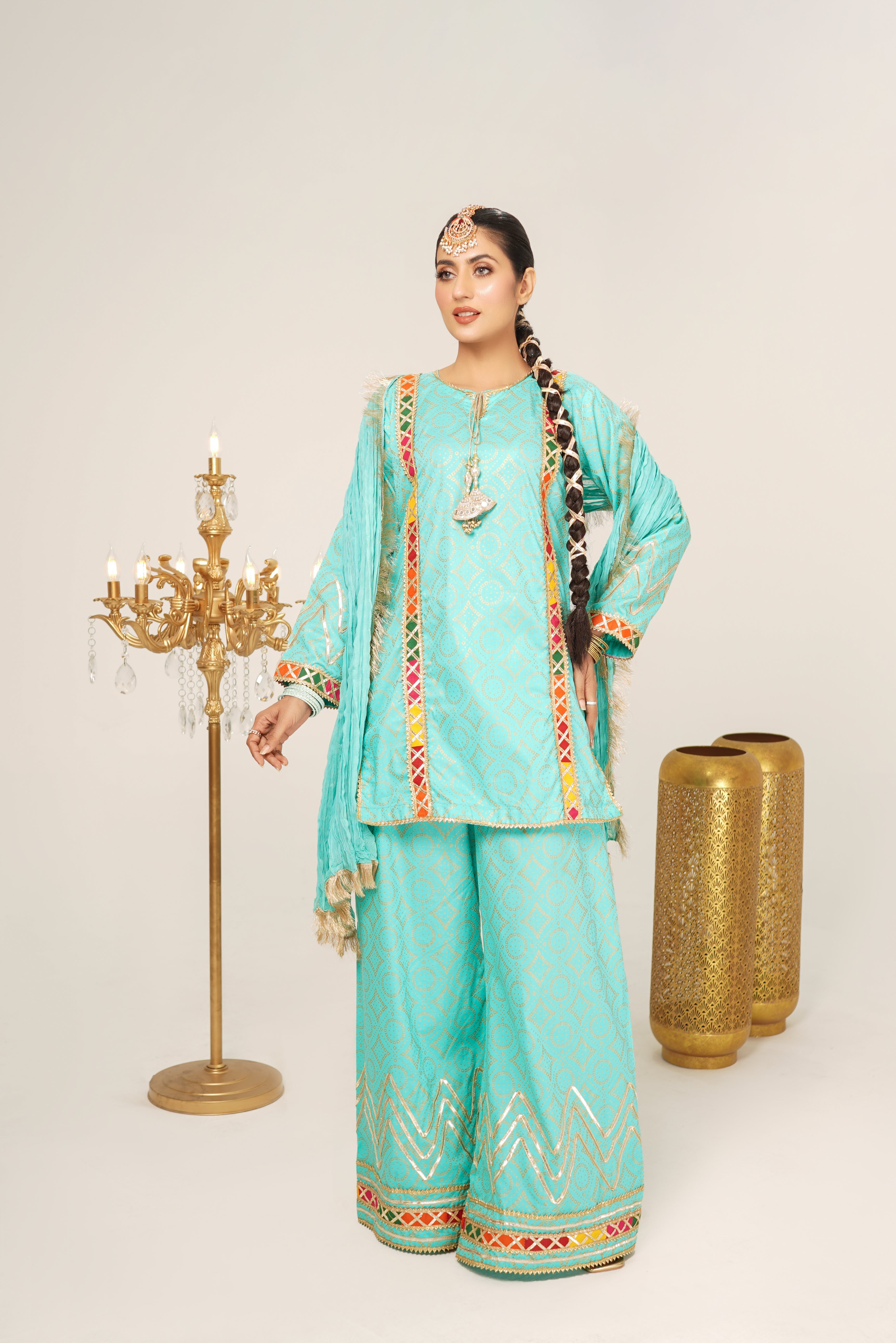 Block Print Flapper Suit Stitched (3PC)