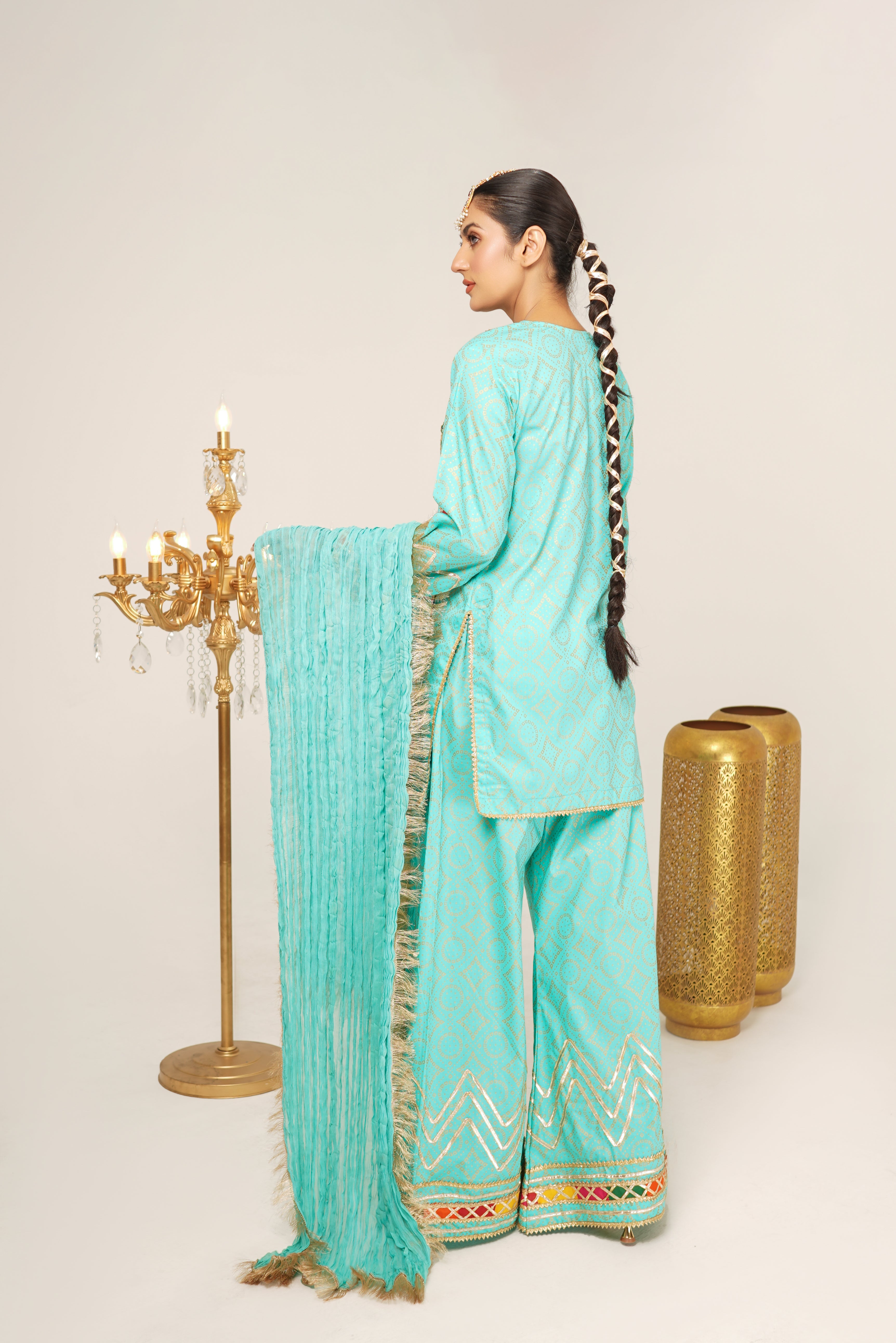 Block Print Flapper Suit Stitched (3PC)
