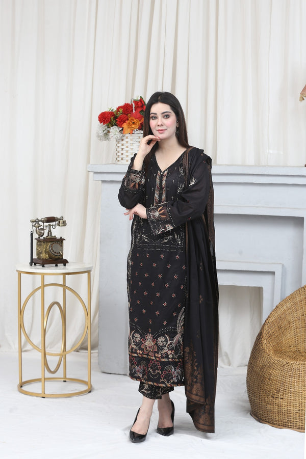 Embroidered Lawn Suit Stitched (3PC)