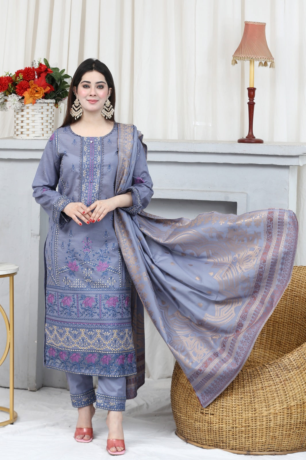 Embroidered Lawn Suit Stitched (3PC)